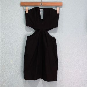 Sexy strapless black cocktail dress